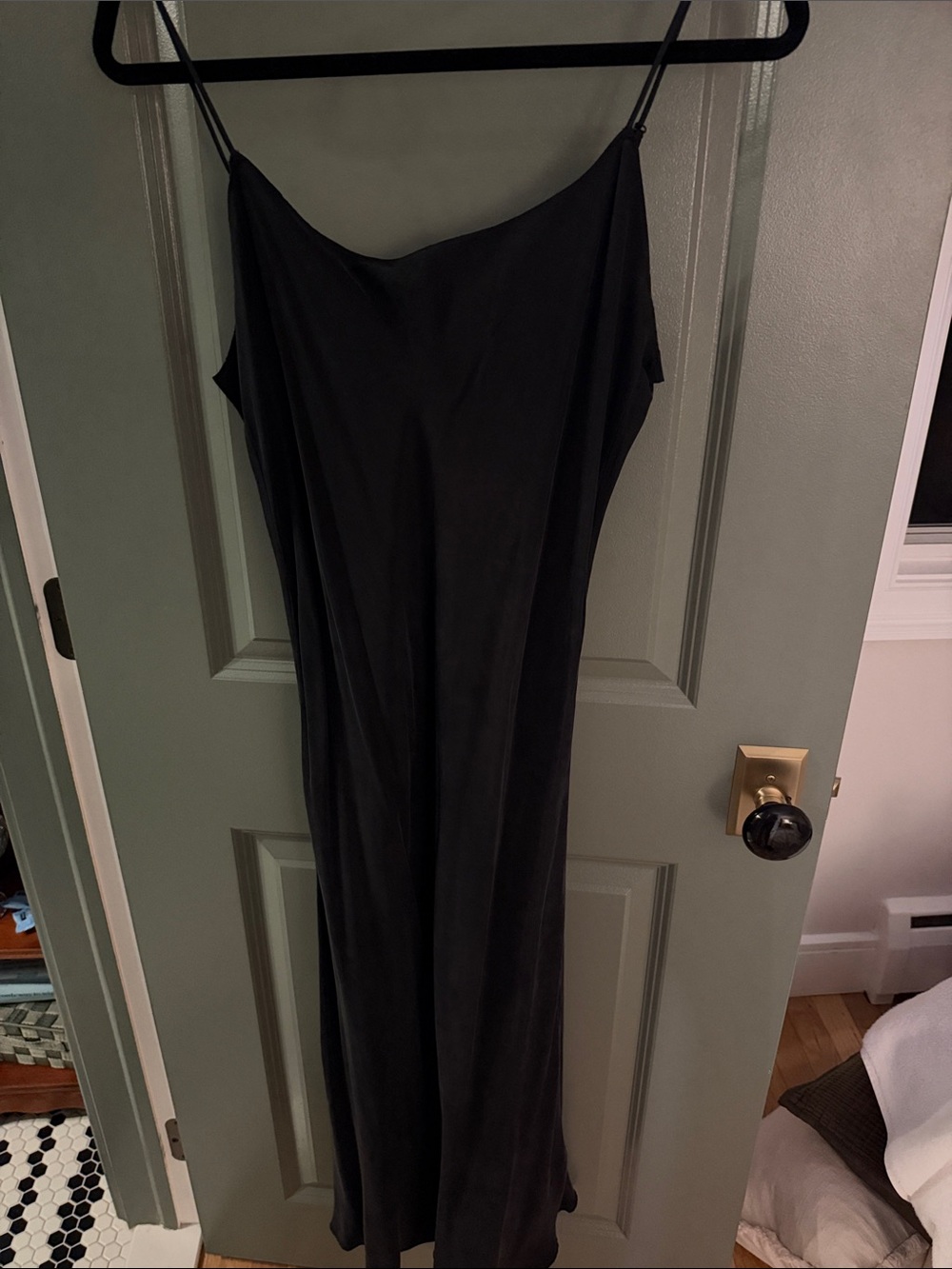 J. Crew Black Maxi Slip Dress with Spaghetti Straps